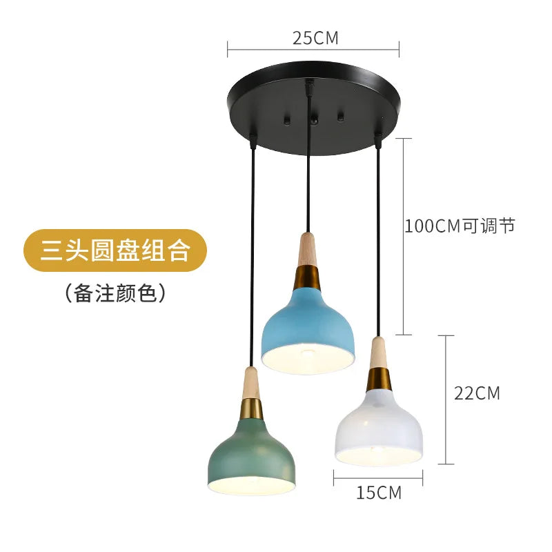 Nordic Chandelier Pendant Light with Wooden Handle - Modern Design