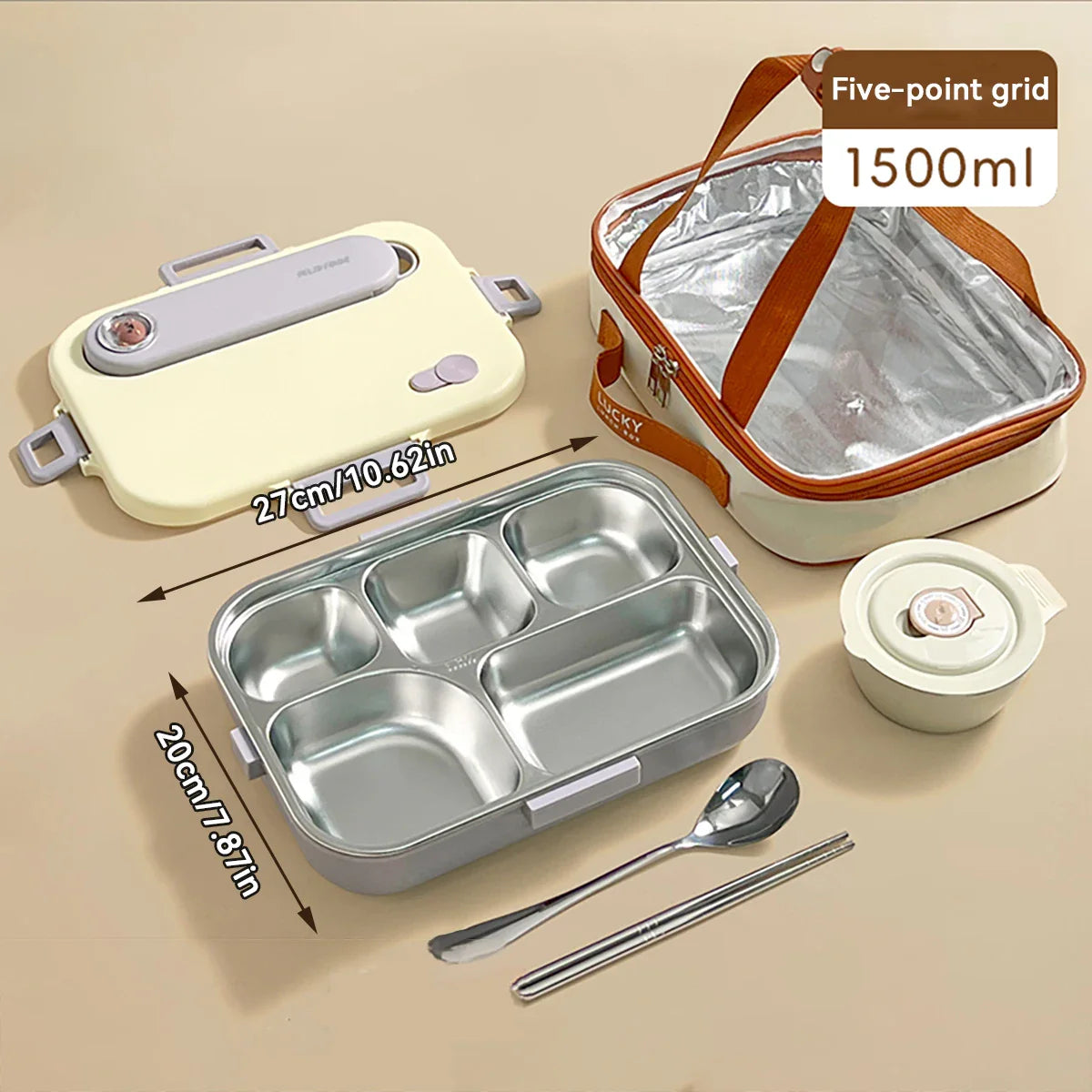 WORTHBUY Eco-Friendly Stainless Steel Bento Box - Microwave Safe