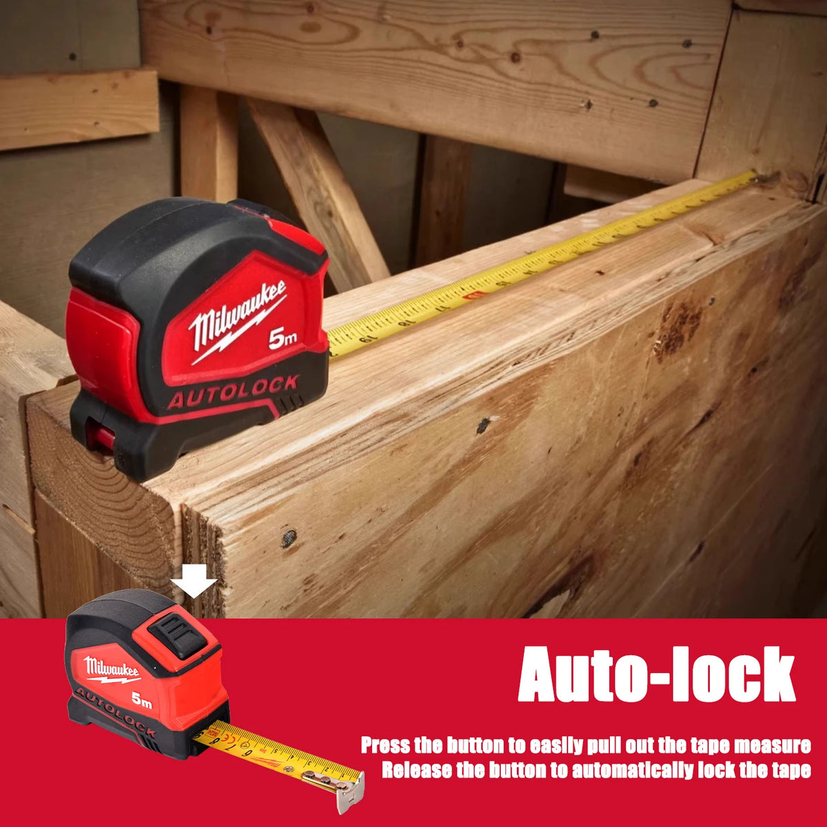 Milwaukee 5m & 8m Precision Self-Locking Tape Measure – Durable & Accurate
