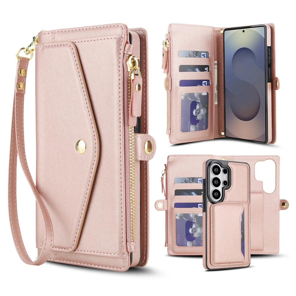 2-in-1 Magnetic Zipper Wallet Case for Samsung Galaxy S Series