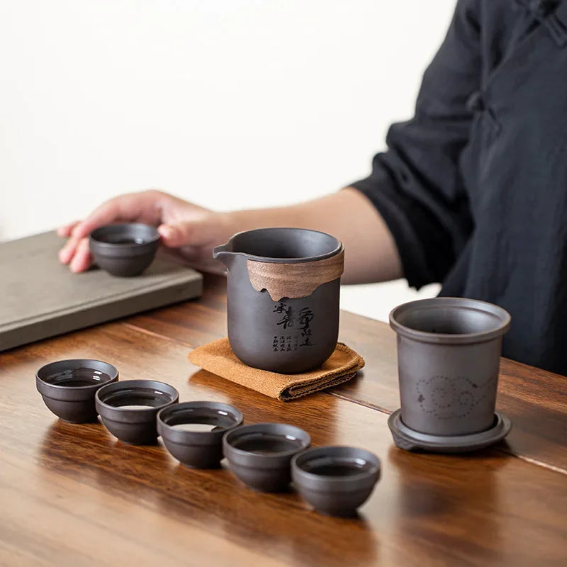 Portable Purple Clay Tea Set - Perfect for Outdoor Travel and Gifting