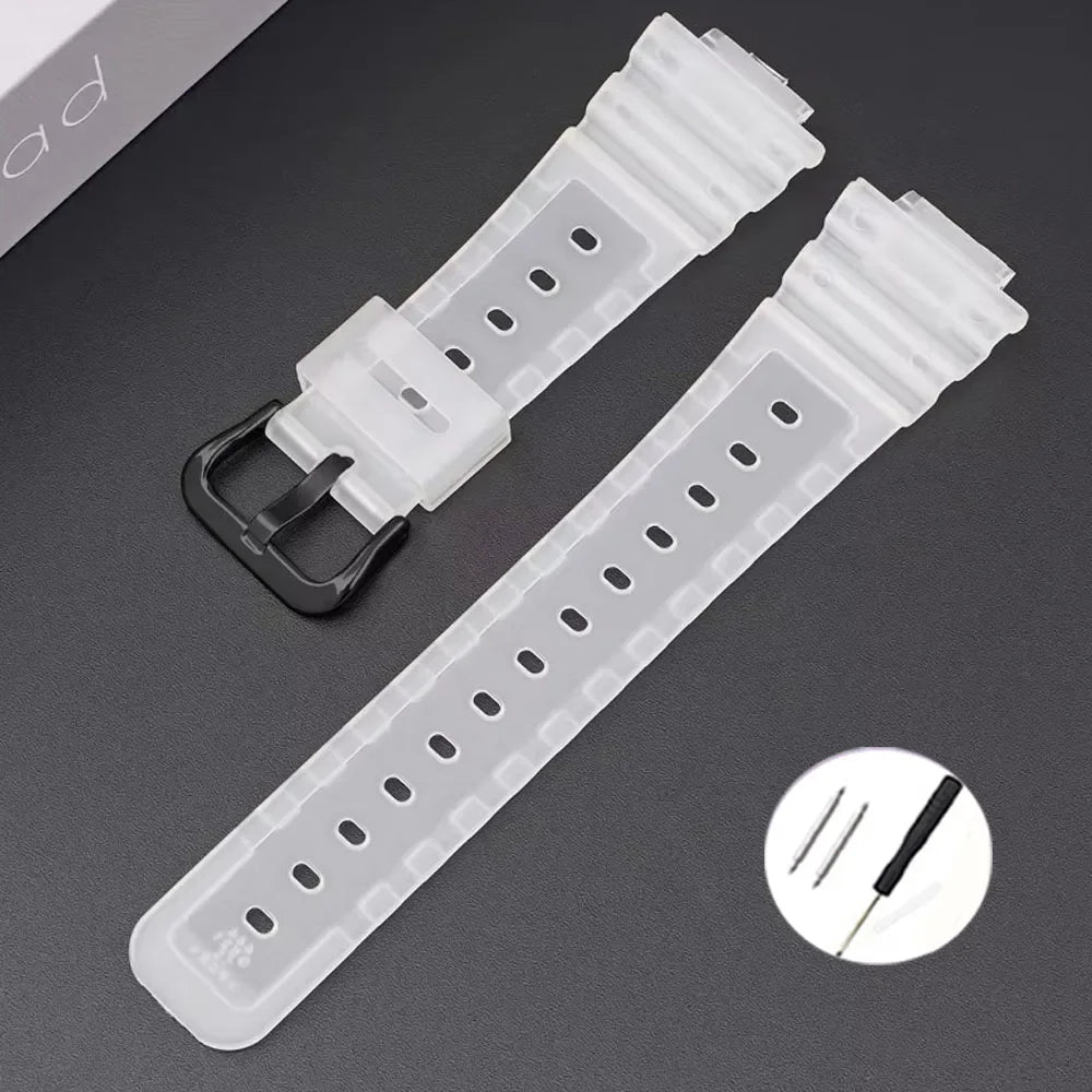 16mm Waterproof Silicone Watch Strap for Casio Models | Silver Buckle