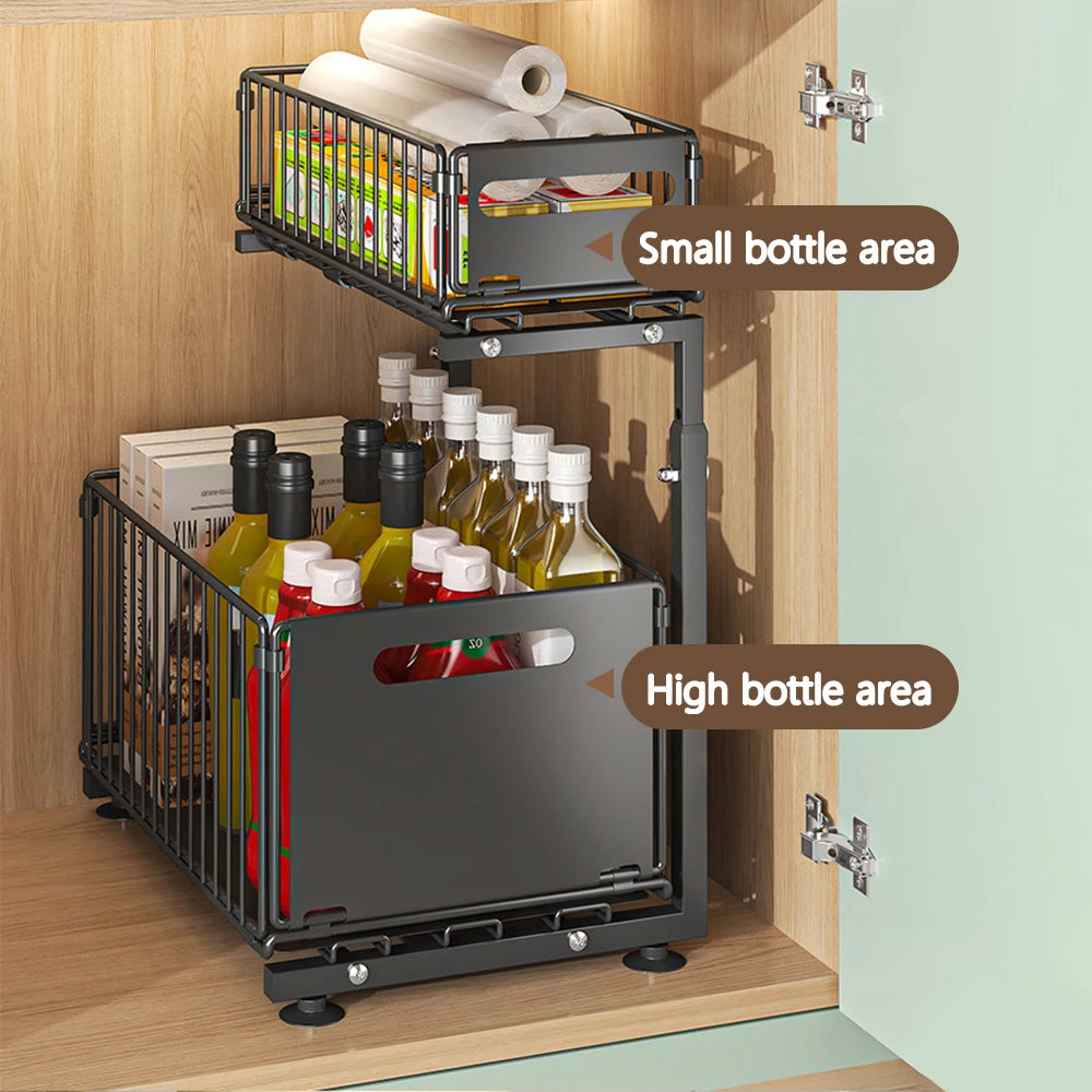 Adjustable 2-Tier Cabinet Organizer - Maximize Storage & Accessibility