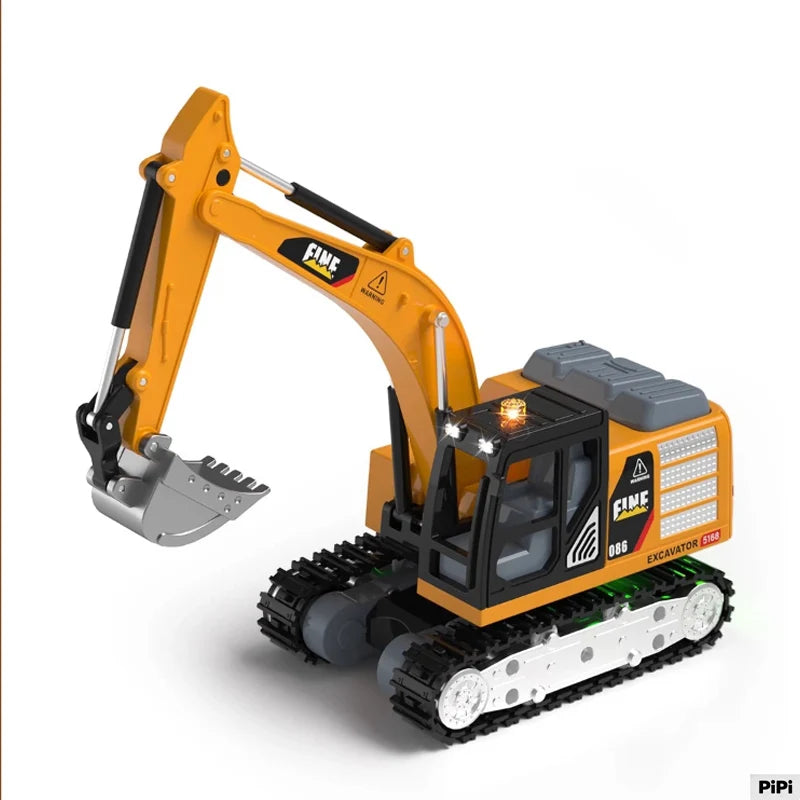 1:64 Metal Remote Control Excavator & Truck Set - Heavy-Duty Fun!