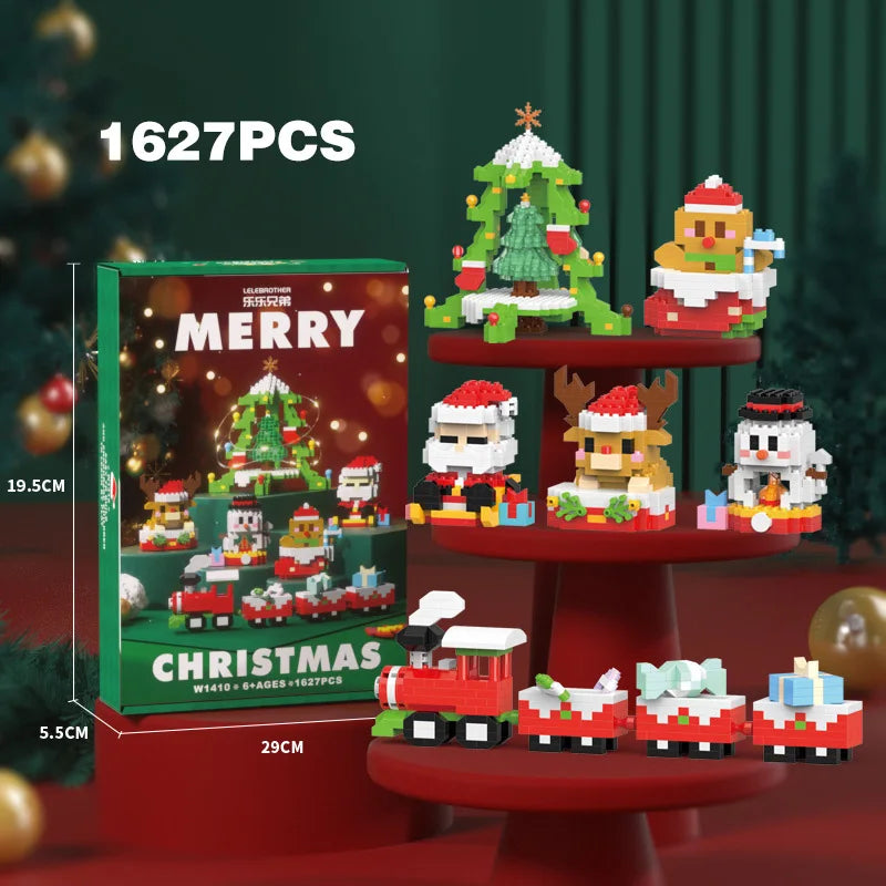 Festive Micro Building Block Set: Santa, Snowman & Christmas Tree