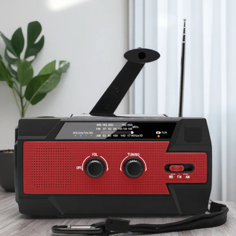 Versatile Solar Crank Radio with 4000mAh Battery & SOS Alarm