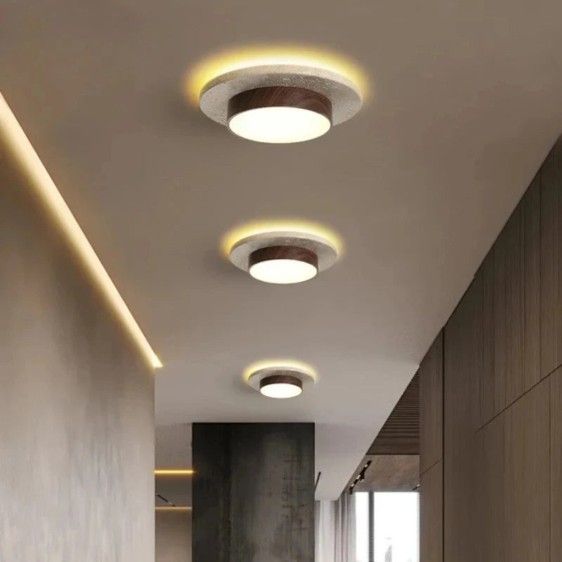Wabi Sabi Round Stone Ceiling Lamp - LED 28W for Modern Interiors
