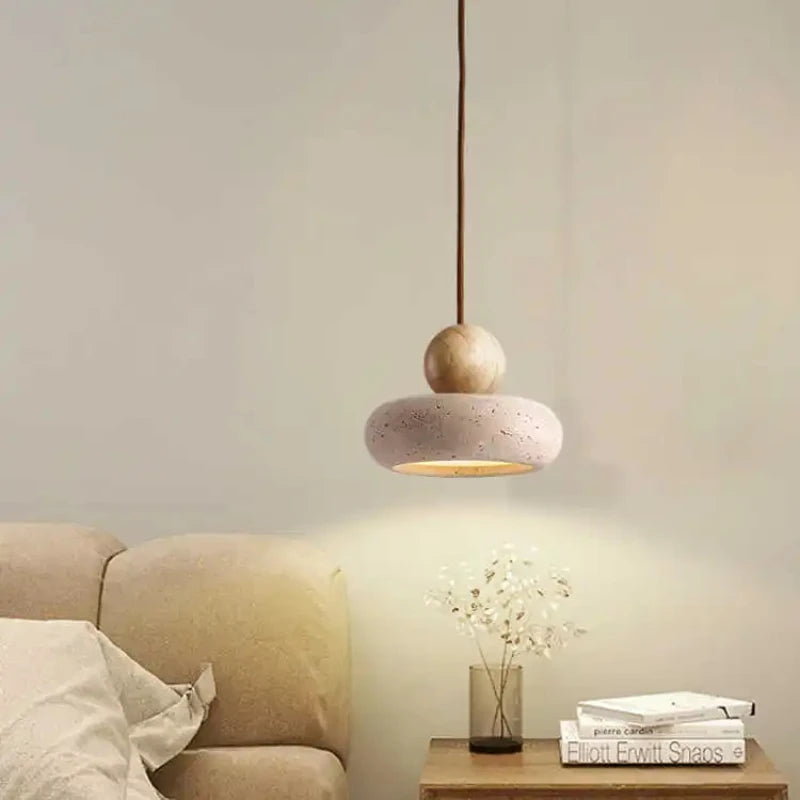 Vintage Pendant Light with Natural Yellow Agate - Elegant Illumination