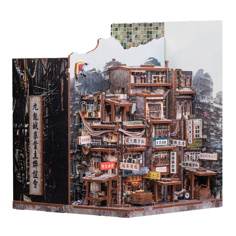 CUTEBEE 3D DIY Dollhouse Bookends with LED Light - Wooden Puzzle Kit