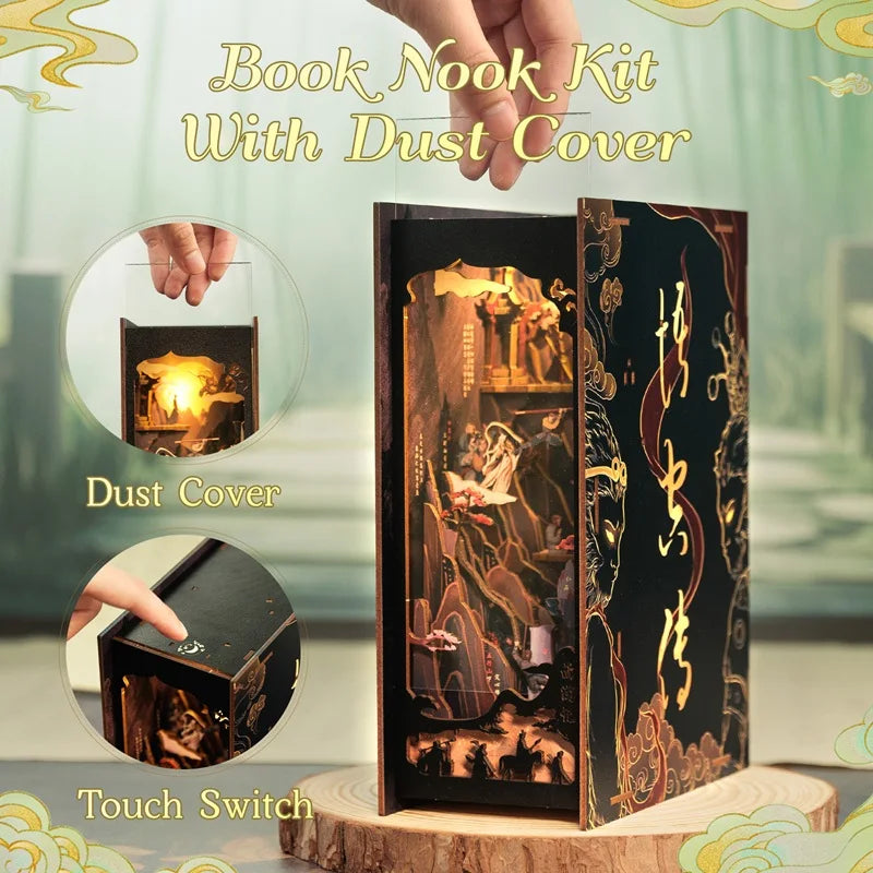 CUTEBEE DIY Book Nook Kit - Miniature Wooden Dollhouse with Lighting