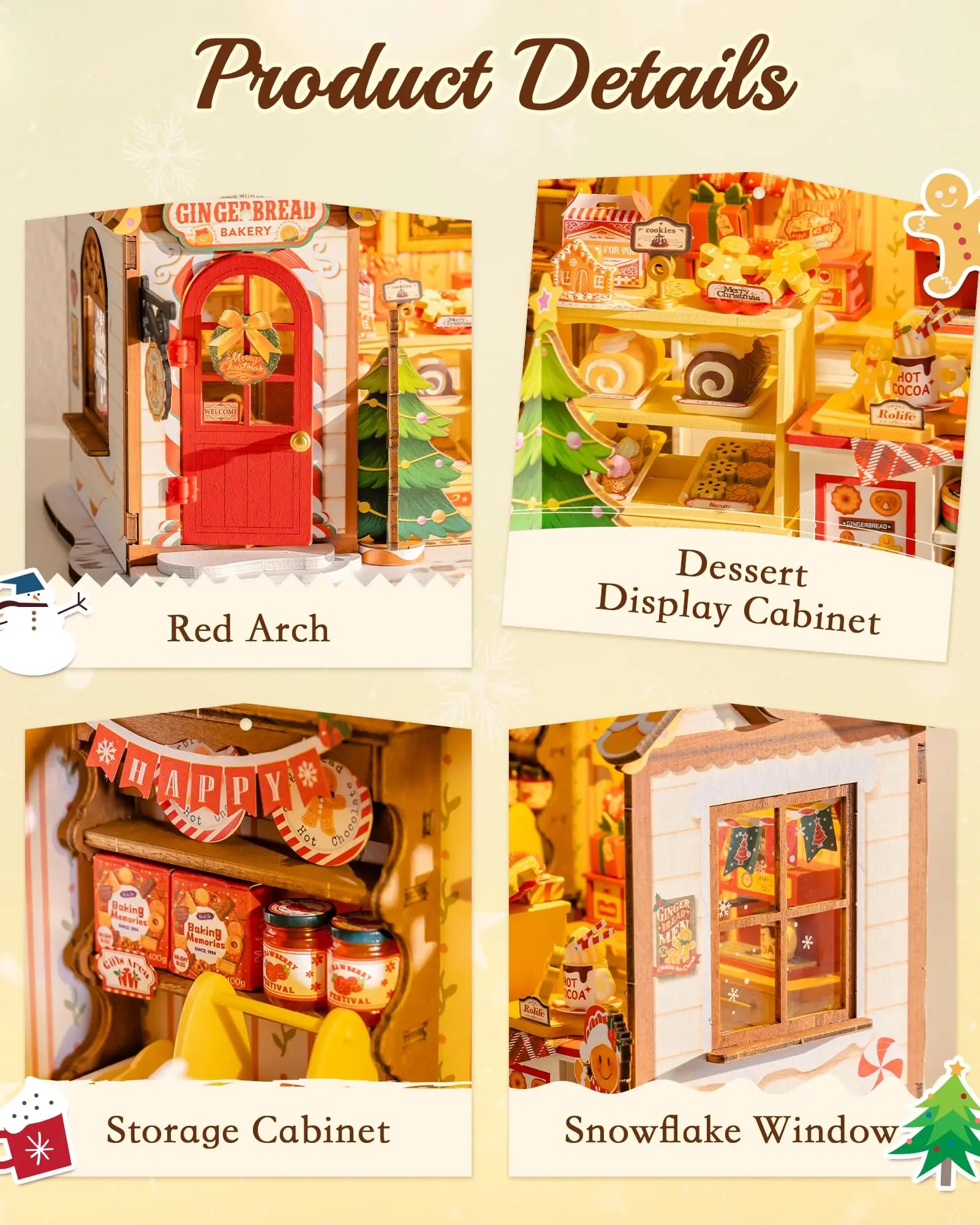 Rolife Christmas Gingerbread House DIY Kit with LED Lights