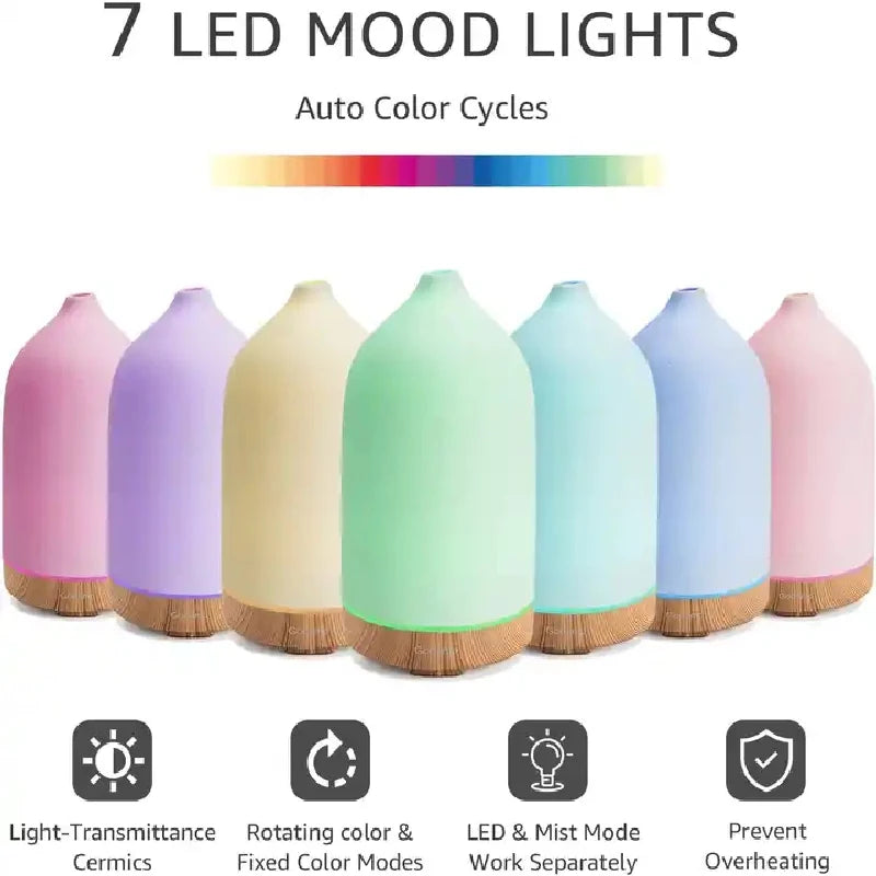 Elegant Ceramic Oil Diffuser with LED Light & Timer