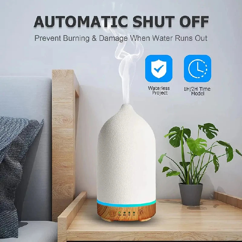 Elegant Ceramic Oil Diffuser with LED Light & Timer