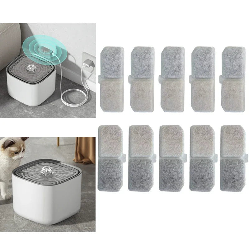 10 Pack Cat Water Fountain Replacement Filters for Clean Drinking