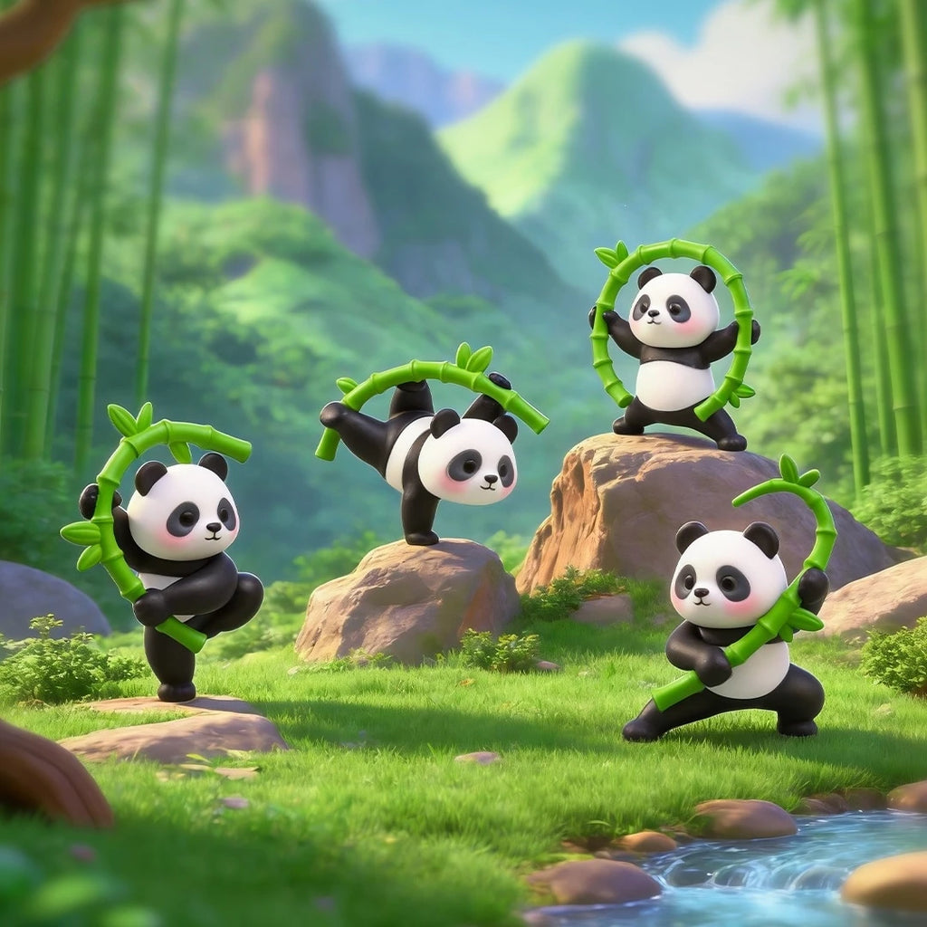 6-Piece Kung Fu Panda Figurine Set - Dynamic DIY Decor for Home & Office