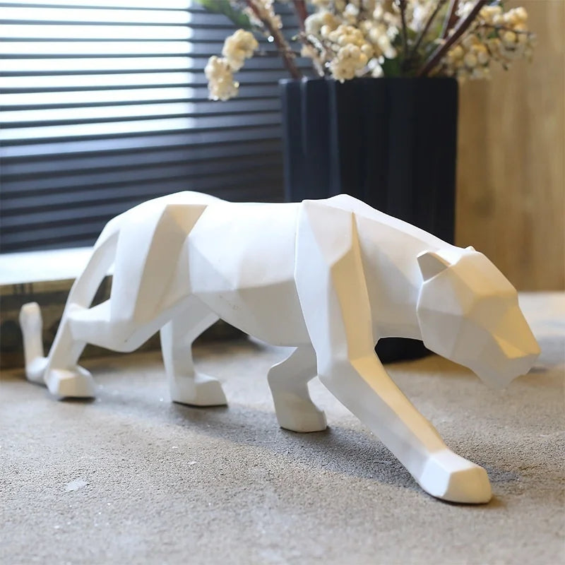 Modern Abstract Black Panther Sculpture - Unique Resin Art for Home Decor