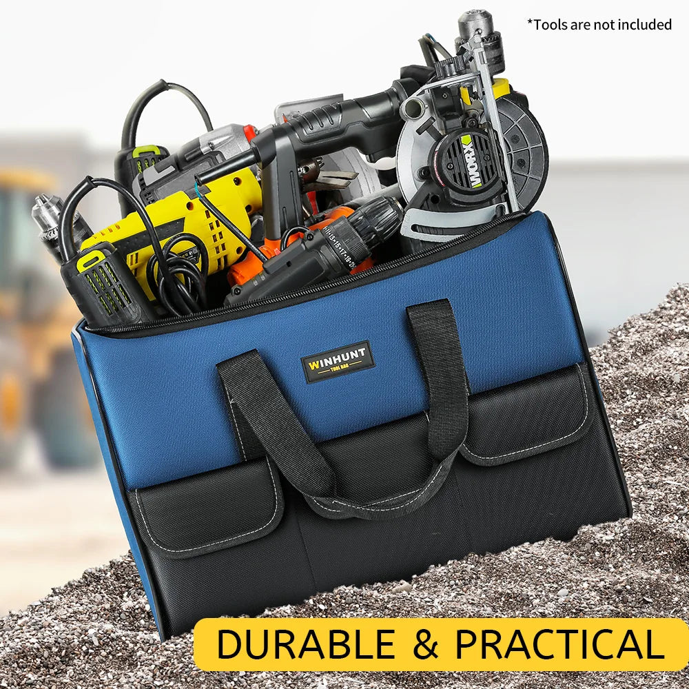 WINHUNT Heavy-Duty Wide Mouth Tool Bag with Organizer Pockets