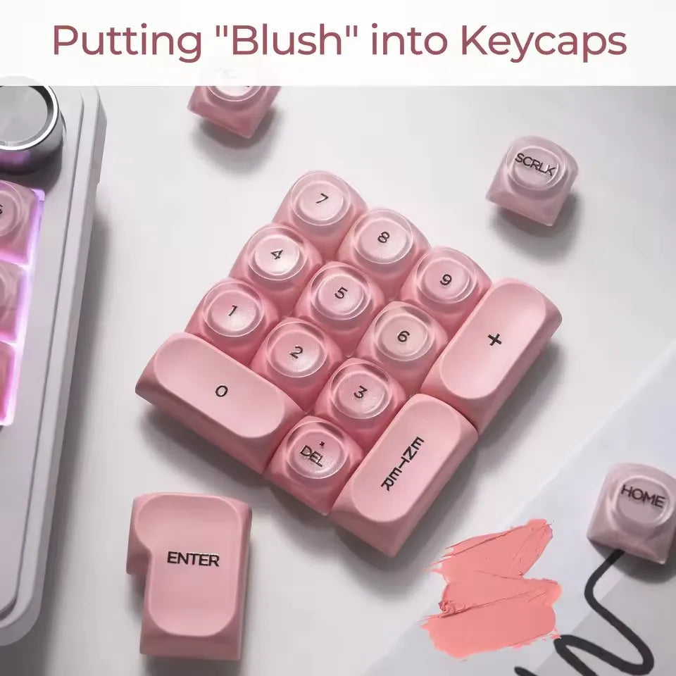 HRUEDA Pink 132-Key PBT PC Keycap Set for Mechanical Keyboards