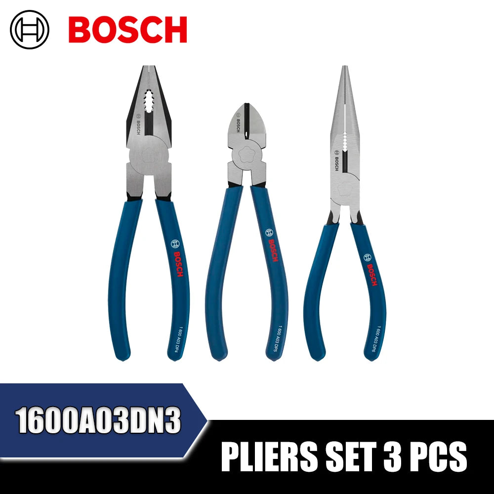 Bosch 3-Piece Pliers Set - Combination, Diagonal & Long-Nose