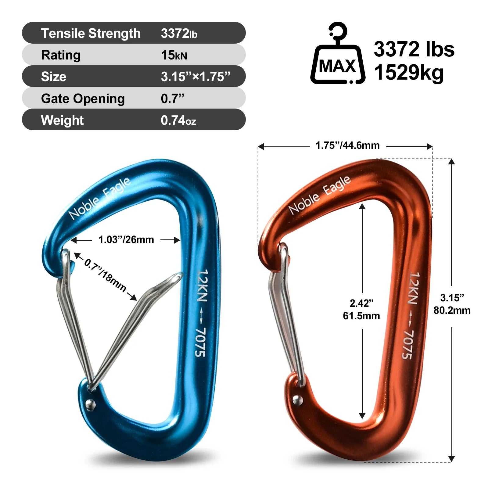 6Pcs Heavy Duty Aluminum Carabiner Set for Camping & Climbing