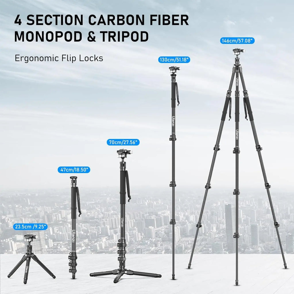 Ulanzi TT35 Carbon Fiber Tripod 5-in-1 with Quick Release Ball Head