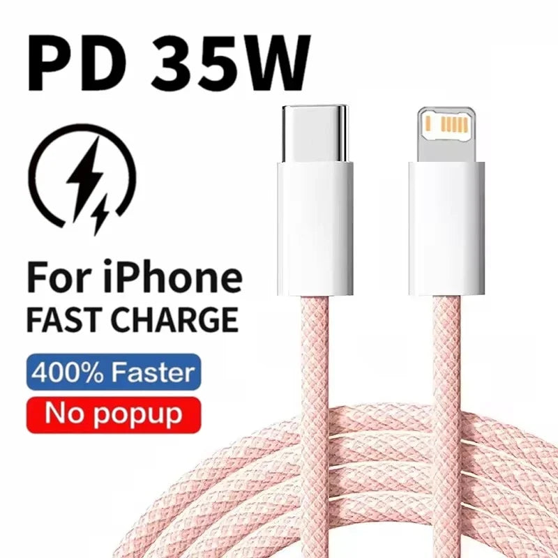 35W Fast Charge PD Cable for iPhone & USB-C Devices - 1m/2m Braided