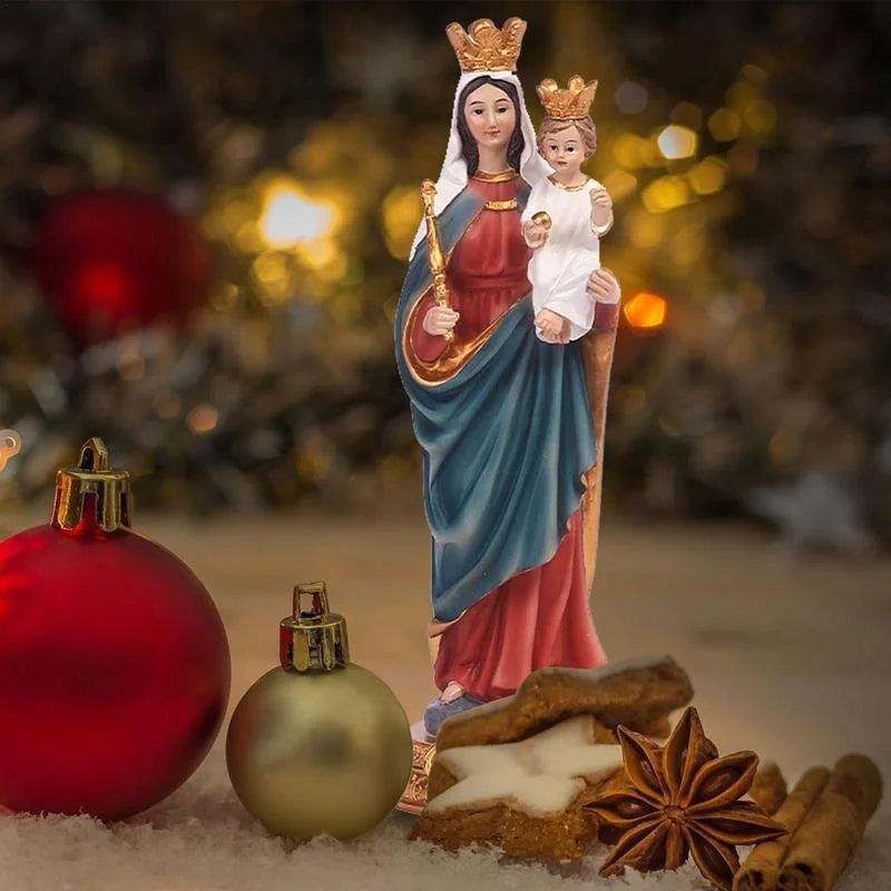 Elegant Virgin Mary & Jesus Resin Statue | Artful Religious Decor