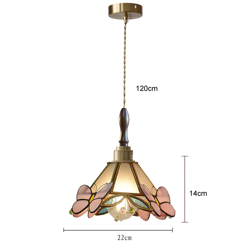 Butterfly Glass Copper LED Pendant Lamp for Modern Indoor Decor