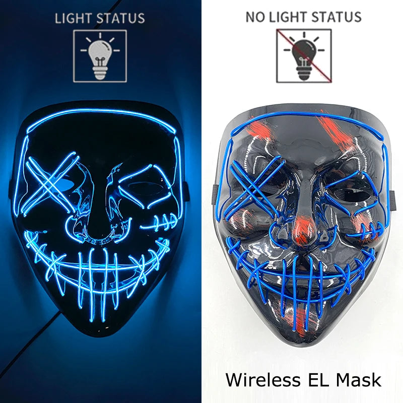 Glow-in-the-Dark Wireless LED Purge Mask for Halloween Cosplay