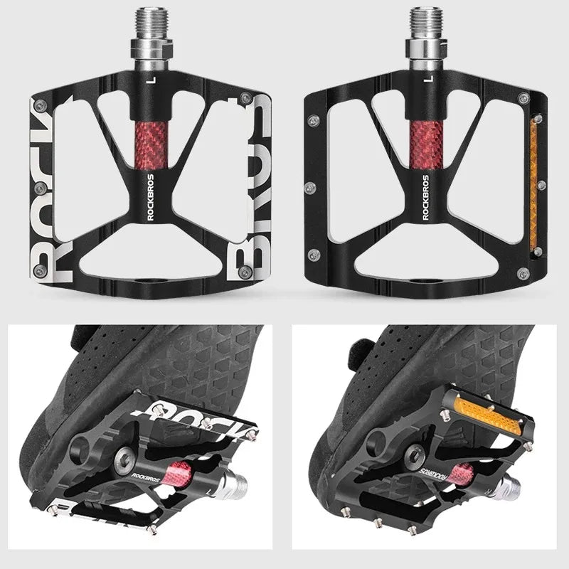ROCKBROS Alloy Cycling Pedals - Anti-slip Reflective Platform Bike Accessories