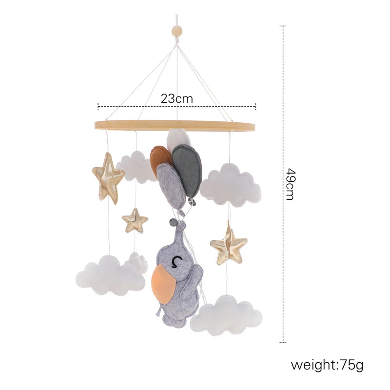 Soft Felt Hot Air Balloon Baby Crib Mobile - Colorful Wind Chime Toy