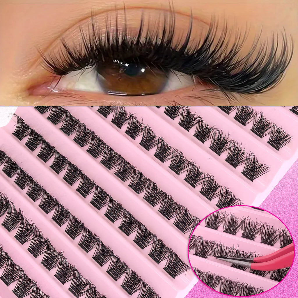DIY Eyelash Extension Kit - Natural Long Individual Lashes Clusters