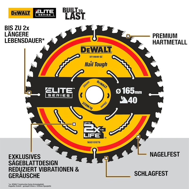 DEWALT DT10640 Circular Saw Blade - 165MM Carbide Cutting Disc