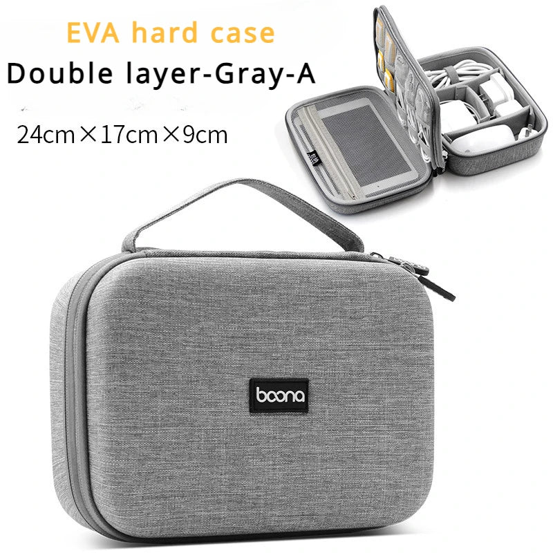 Hard Shell Digital Storage Bag for Travel Power Bank & Cables
