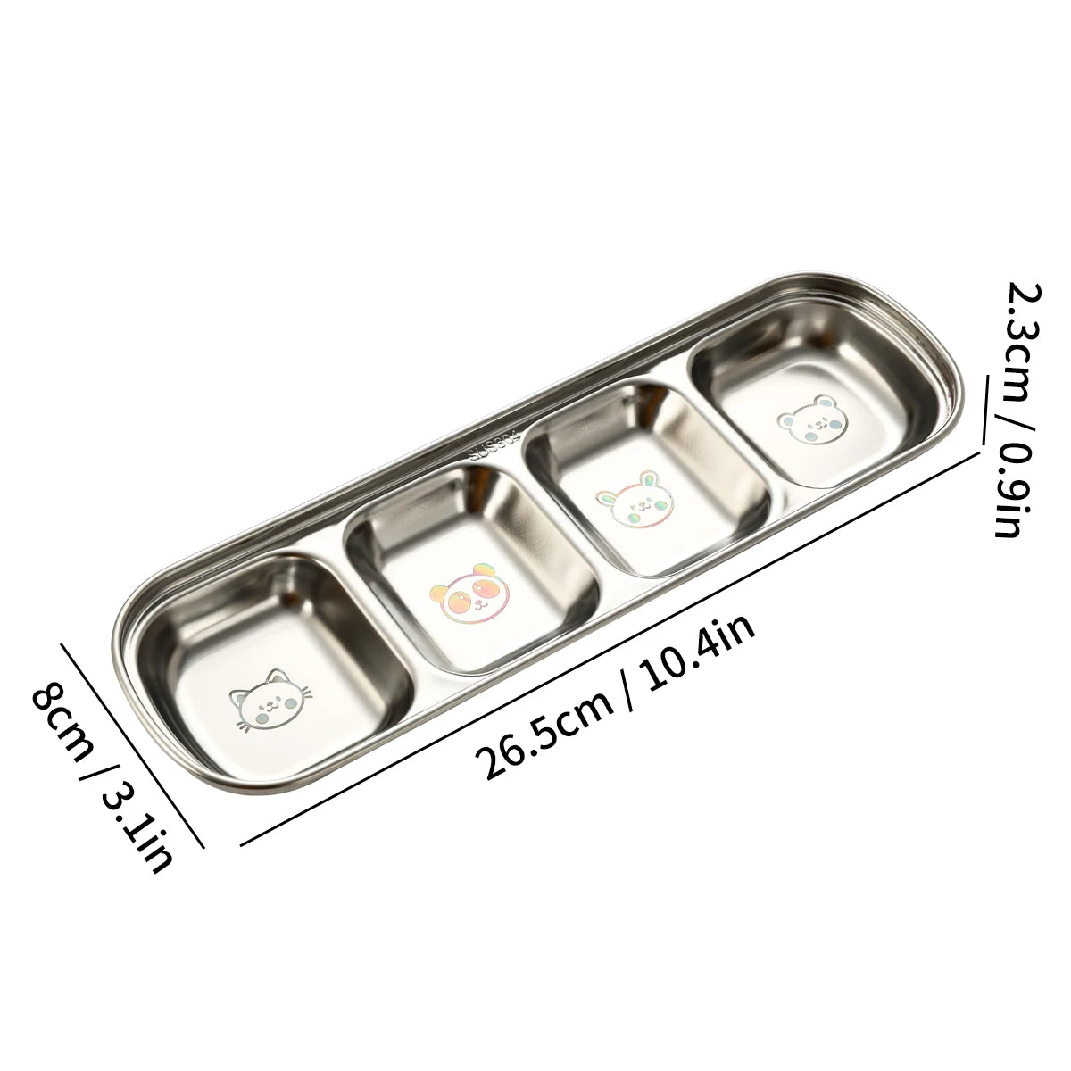 2/3/4 Grids Stainless Steel Divided Seasoning Plate