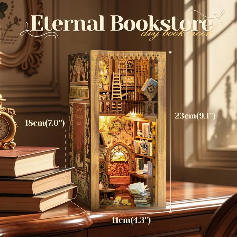 CUTEBEE Miniature Book Nook Kit with LED Light - DIY Dollhouse