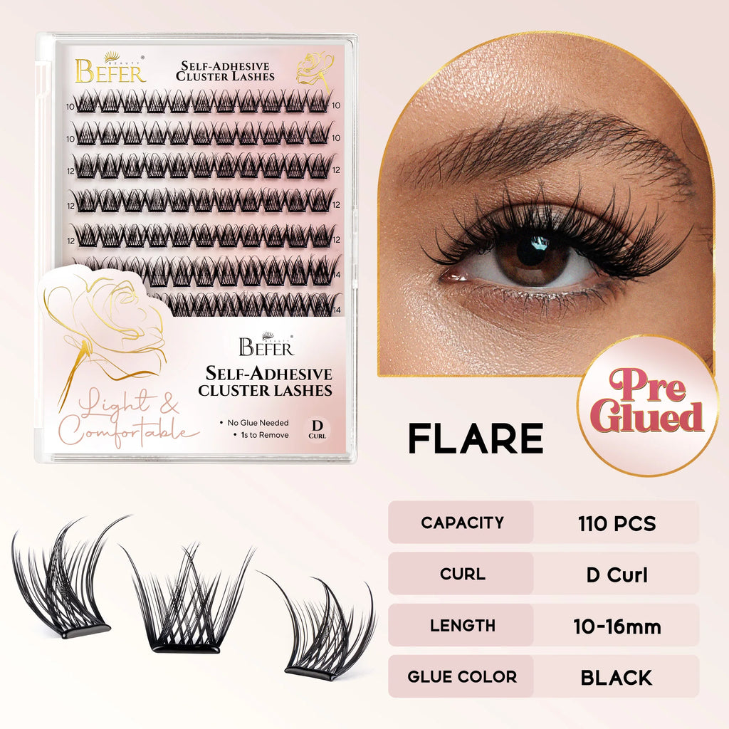 Befer No-Glue Self-Adhesive Lash Clusters - 120 Fluffy Eyelashes