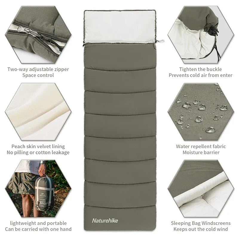 Naturehike Cotton Envelope Sleeping Bag - Portable & Versatile Comfort