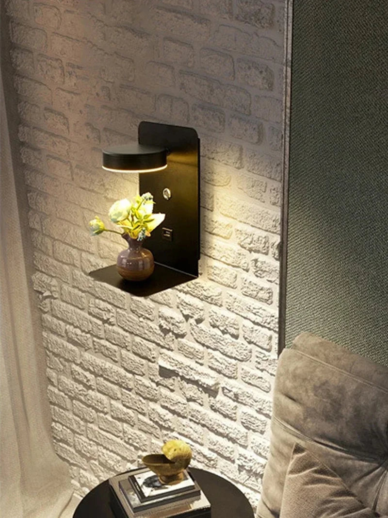 Modern 9W LED Wall Lamp with Touch Switch & USB Charging Port