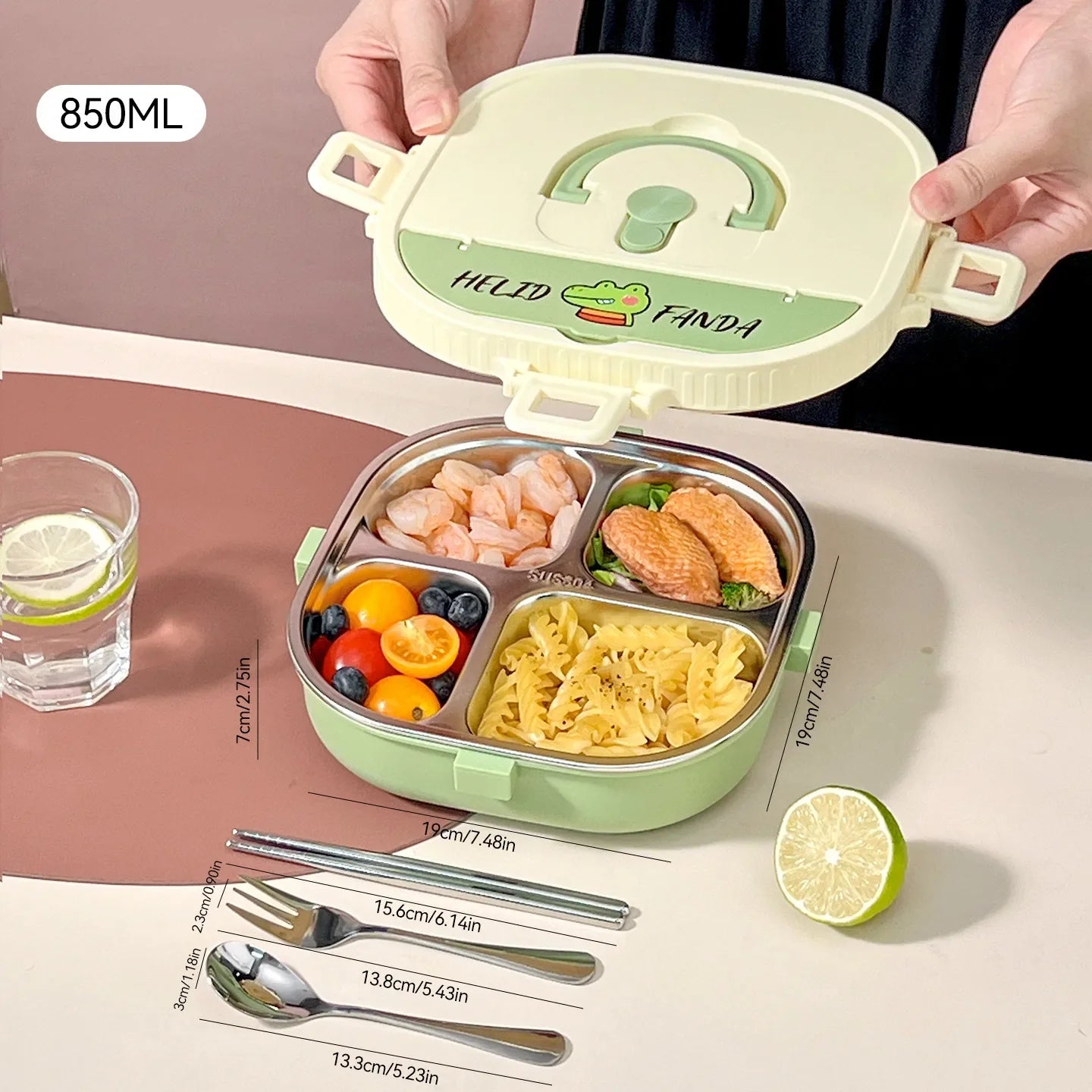 WORTHBUY Microwave Safe 3/4 Compartment Bento Lunch Box