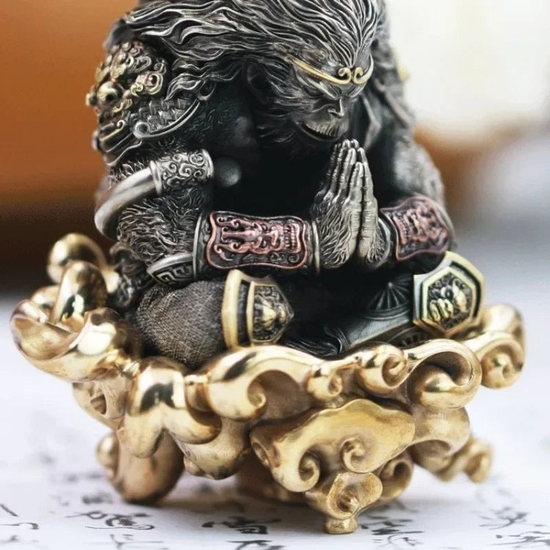 Handmade Brass Monkey Desktop Decoration - Unique Wukong Ornaments