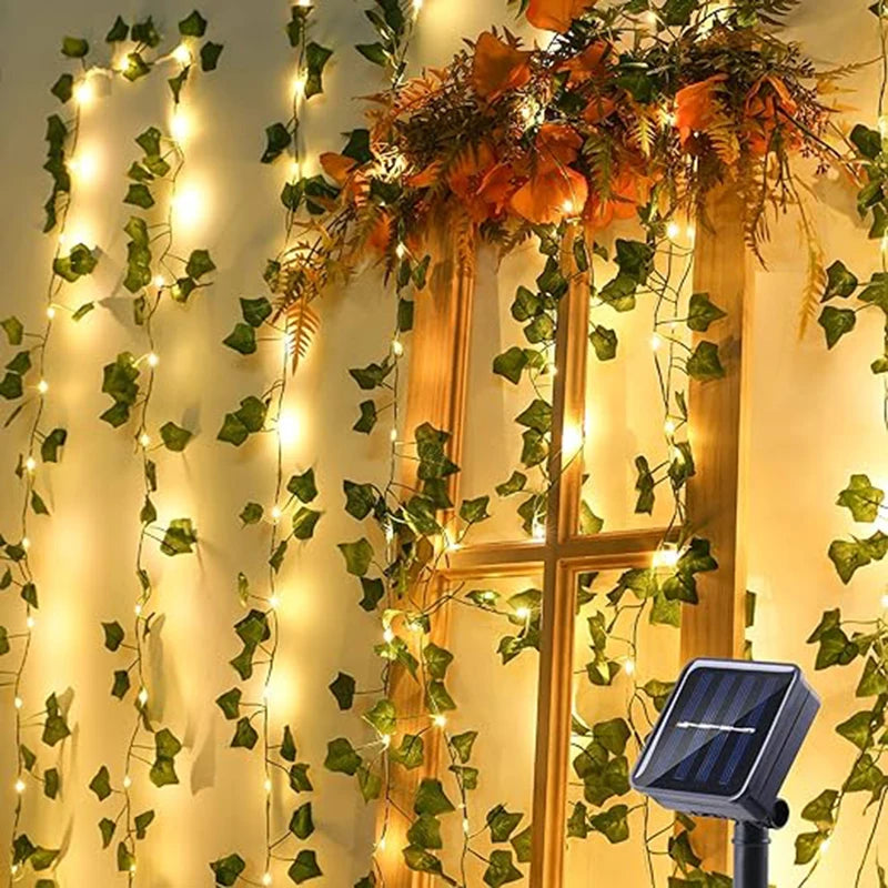Solar Rattan String Lights - 8 Mode Fairy Lamp for Outdoor Décor