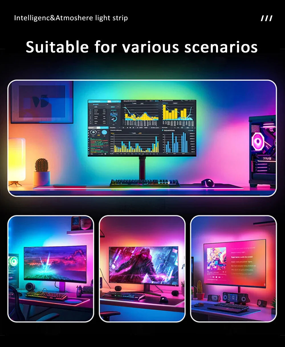 RGB LED Monitor Backlight Strip - Sync Lighting for 24-34" Displays