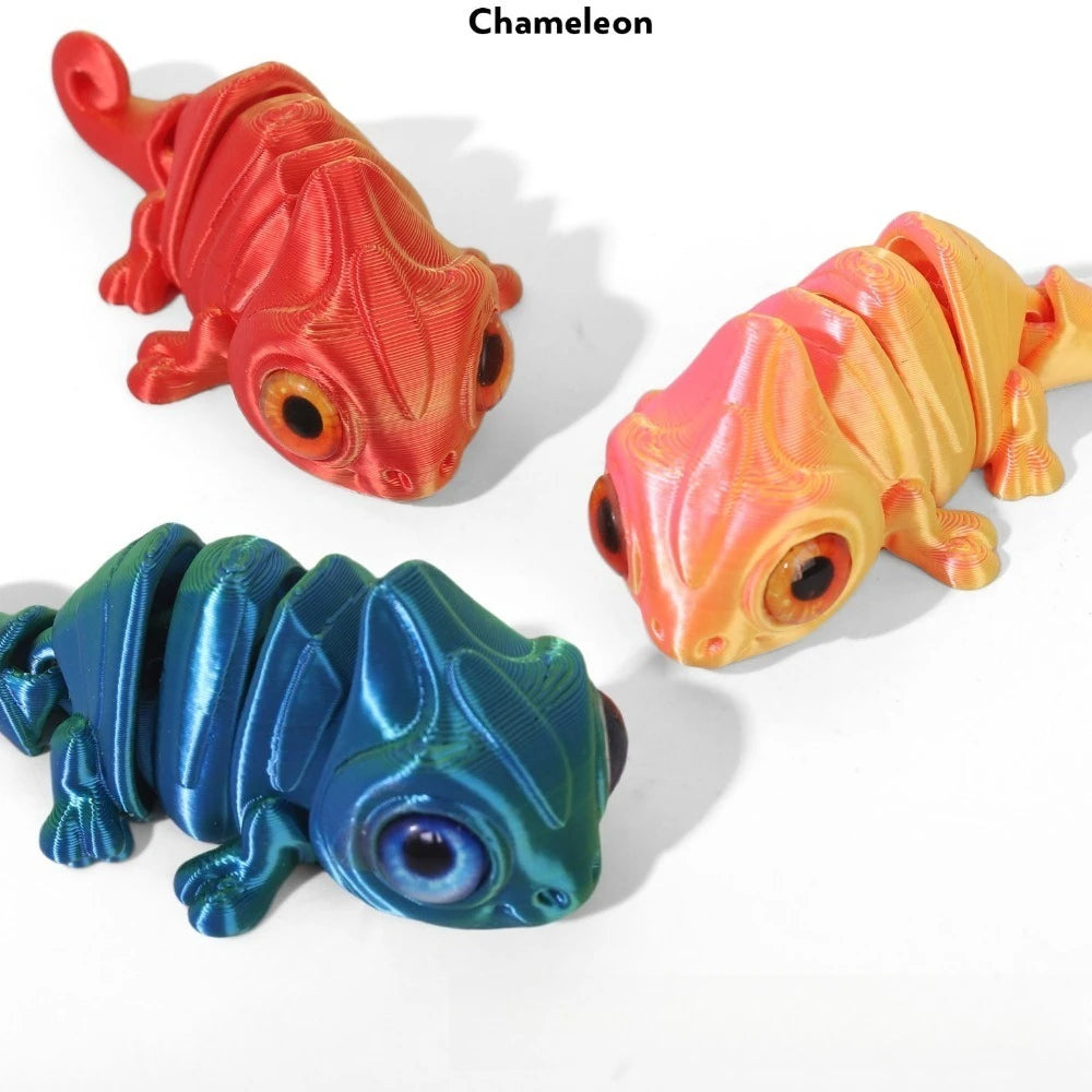 Multi-Joint 3D Printed Chameleon Figures - Unique Home Decor & Gift