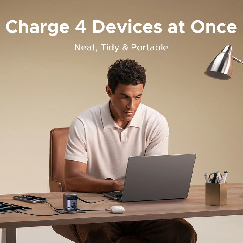 UGREEN 100W GaN Fast Charger with Retractable Cable for All Devices