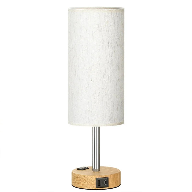Dimmable Minimalist Bedside Table Lamp with USB Charging