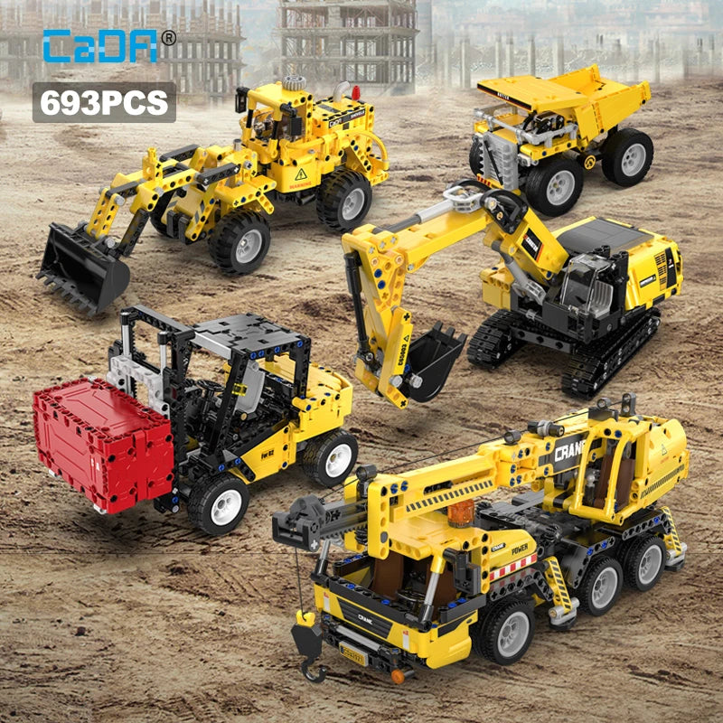 Cada 693Pcs Multifunctional City Wheel Loader Building Blocks Toy