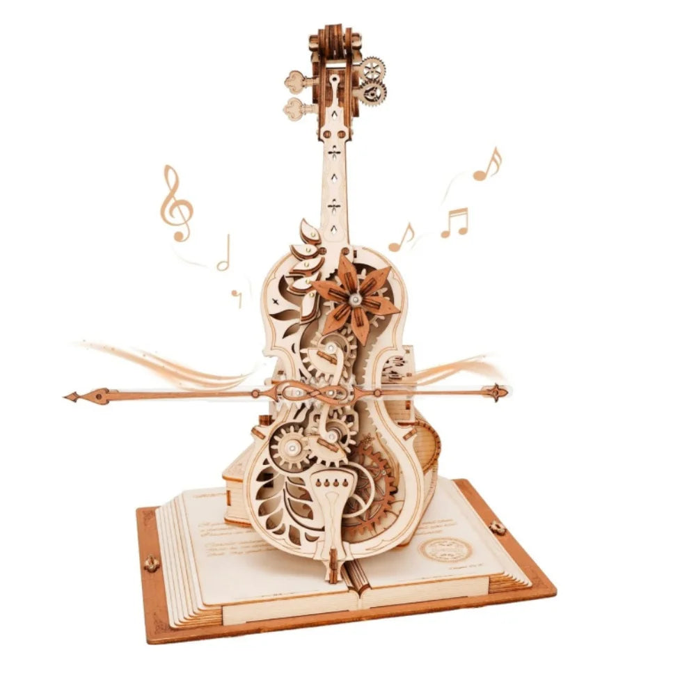 ROBOTIME Magic Cello 3D Wooden Puzzle - Musical Mechanical Instrument