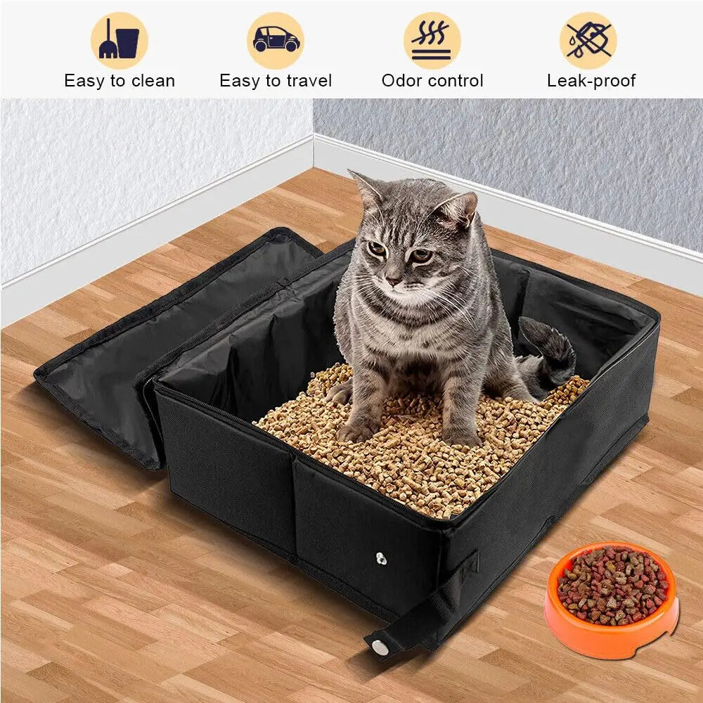 Portable Foldable Cat Litter Box - Waterproof Travel Pet Toilet