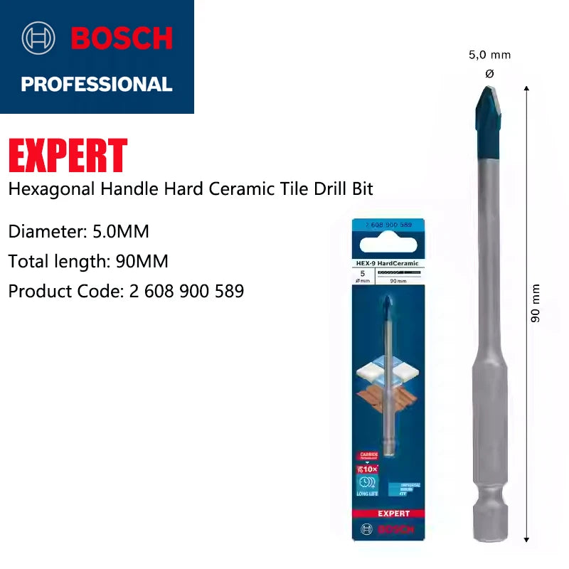 BOSCH HEX-9 Hard Ceramic Drill Bits for Tough Tiles - Expert Quality